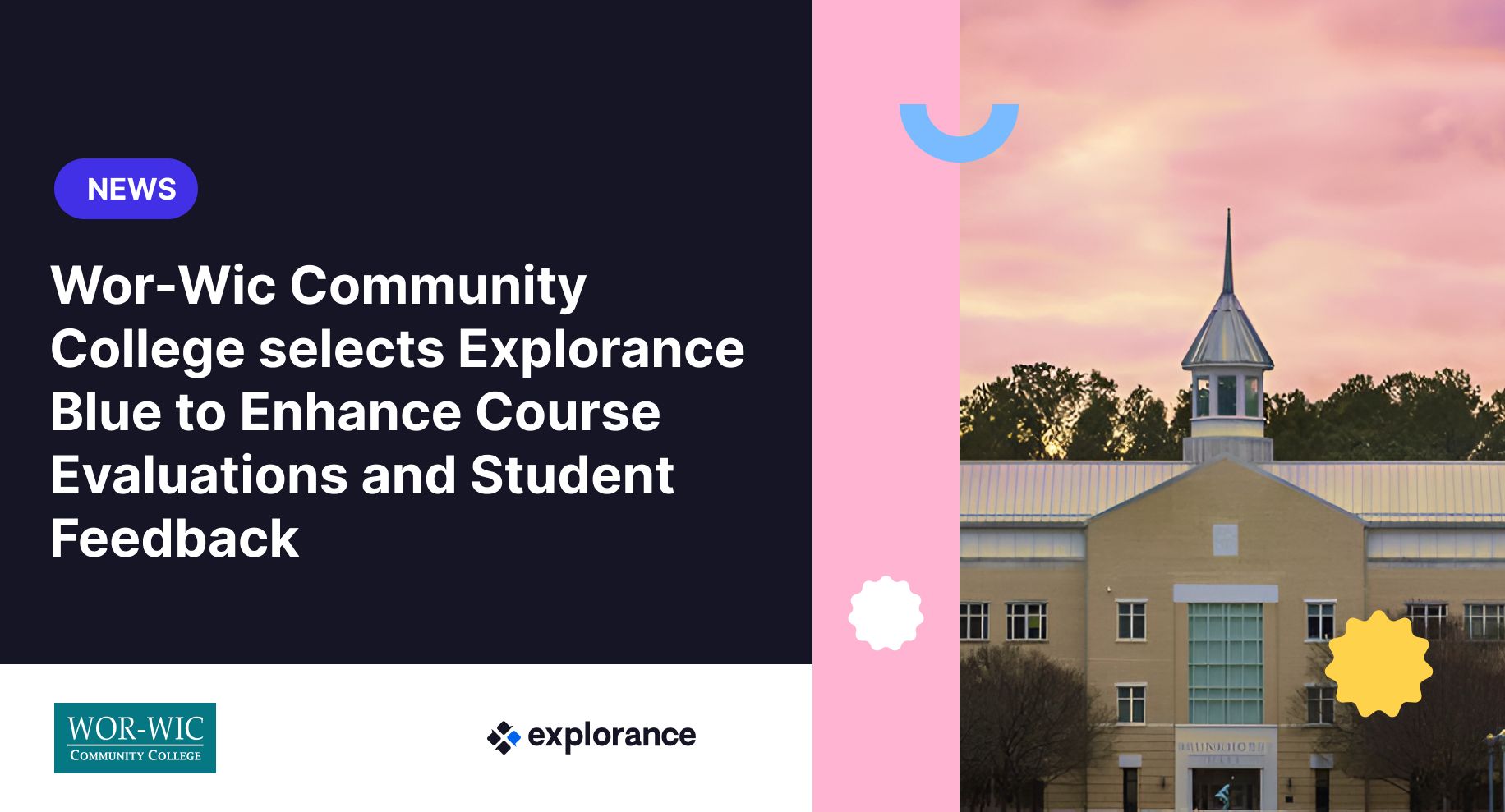 Illustration for the article Wor-Wic Community College Selects Explorance Blue to Enhance Course Evaluations and Student Feedback Insights