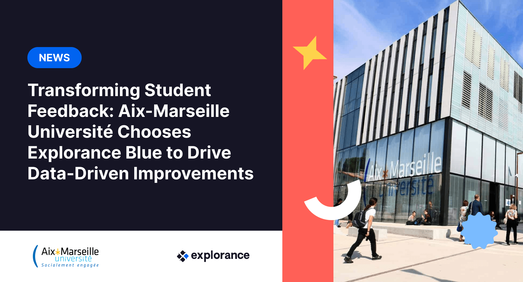 Illustration for the article Transforming Student Feedback: Aix-Marseille Université Chooses Explorance Blue to Drive Data-Driven Improvements
