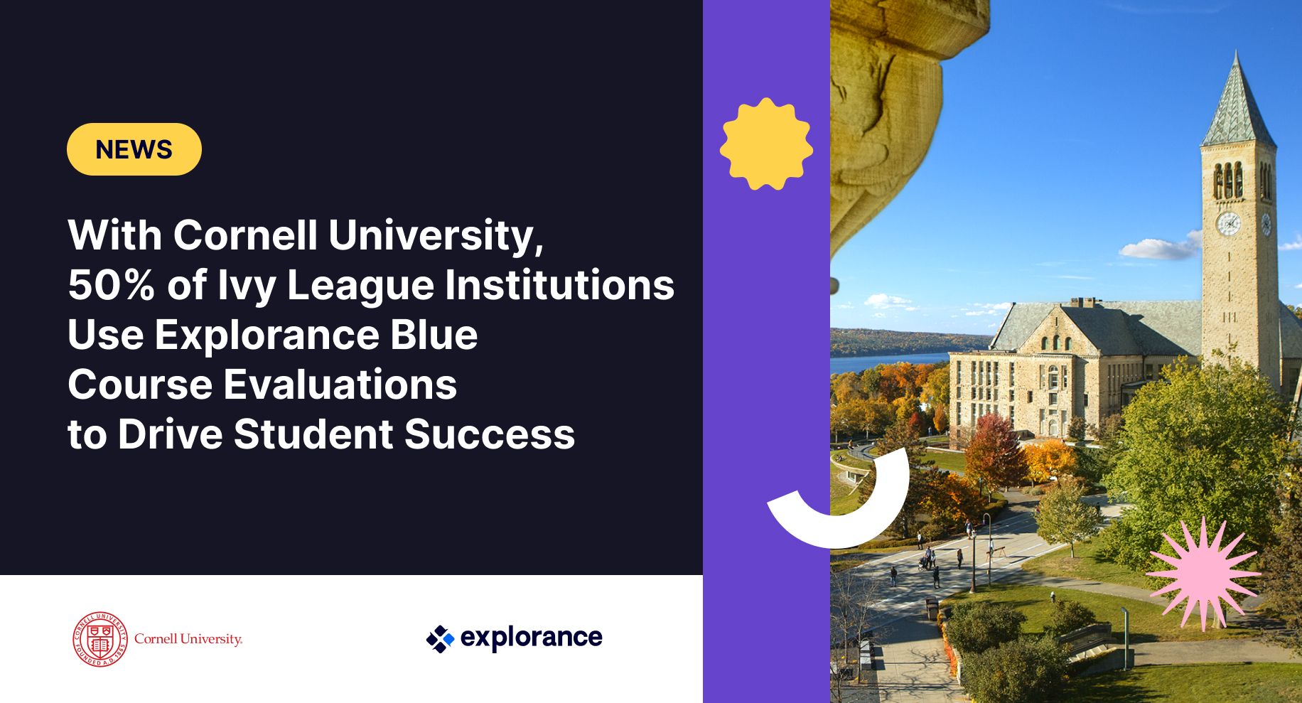 Illustration for the article With Cornell University, 50% of Ivy League Institutions Use Explorance Blue Course Evaluations to Drive Student Success