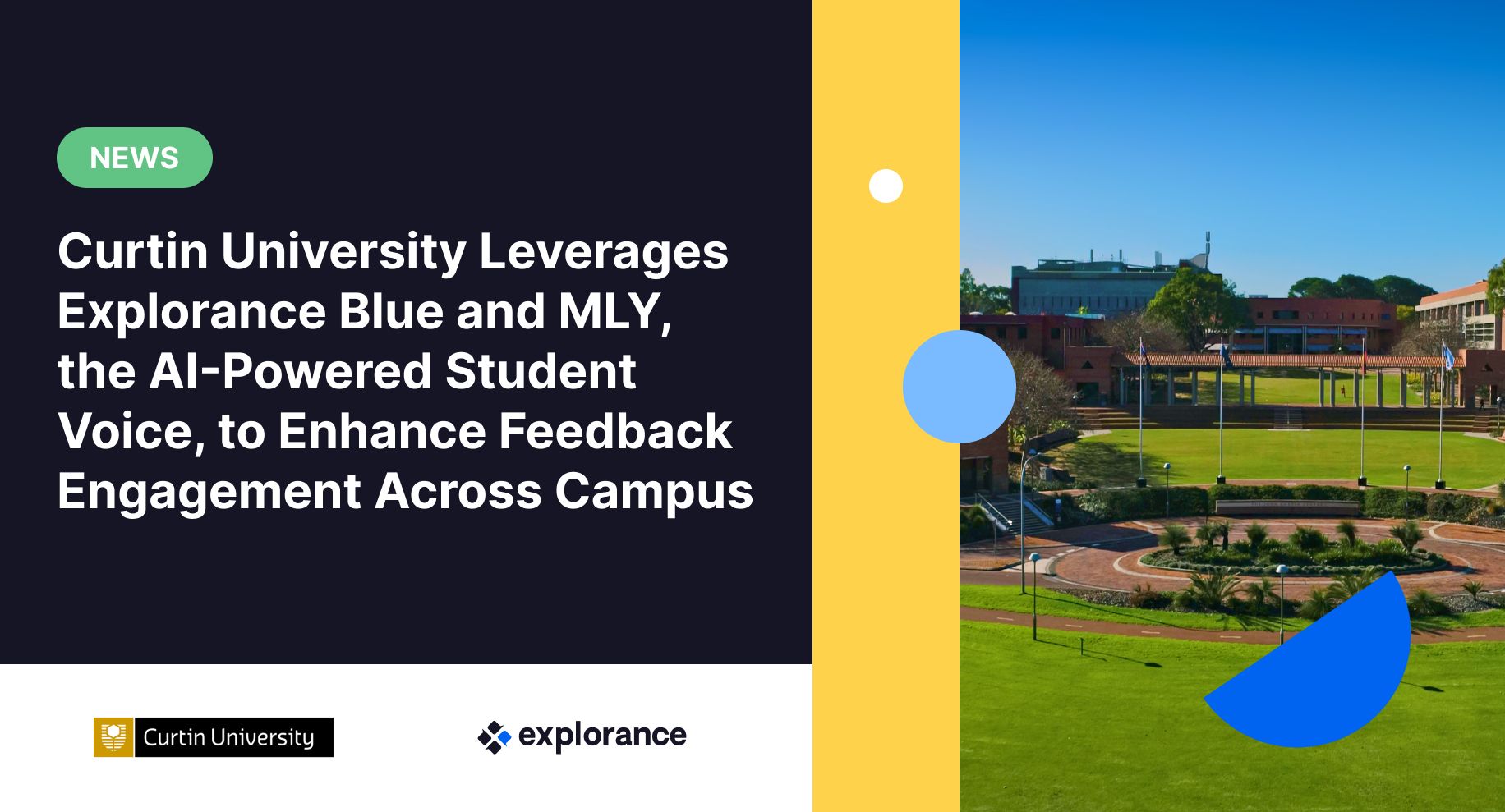 Illustration for the article Curtin University Elevates Feedback Engagement University-Wide with Explorance Blue and MLY – the AI-Powered Student Voice