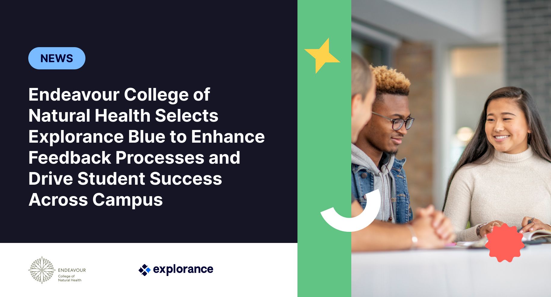 Illustration de l’article Le Collège Endeavour de santé naturelle choisit Explorance Blue pour améliorer les processus de Feedback et favoriser la réussite des étudiants sur l'ensemble du campus.